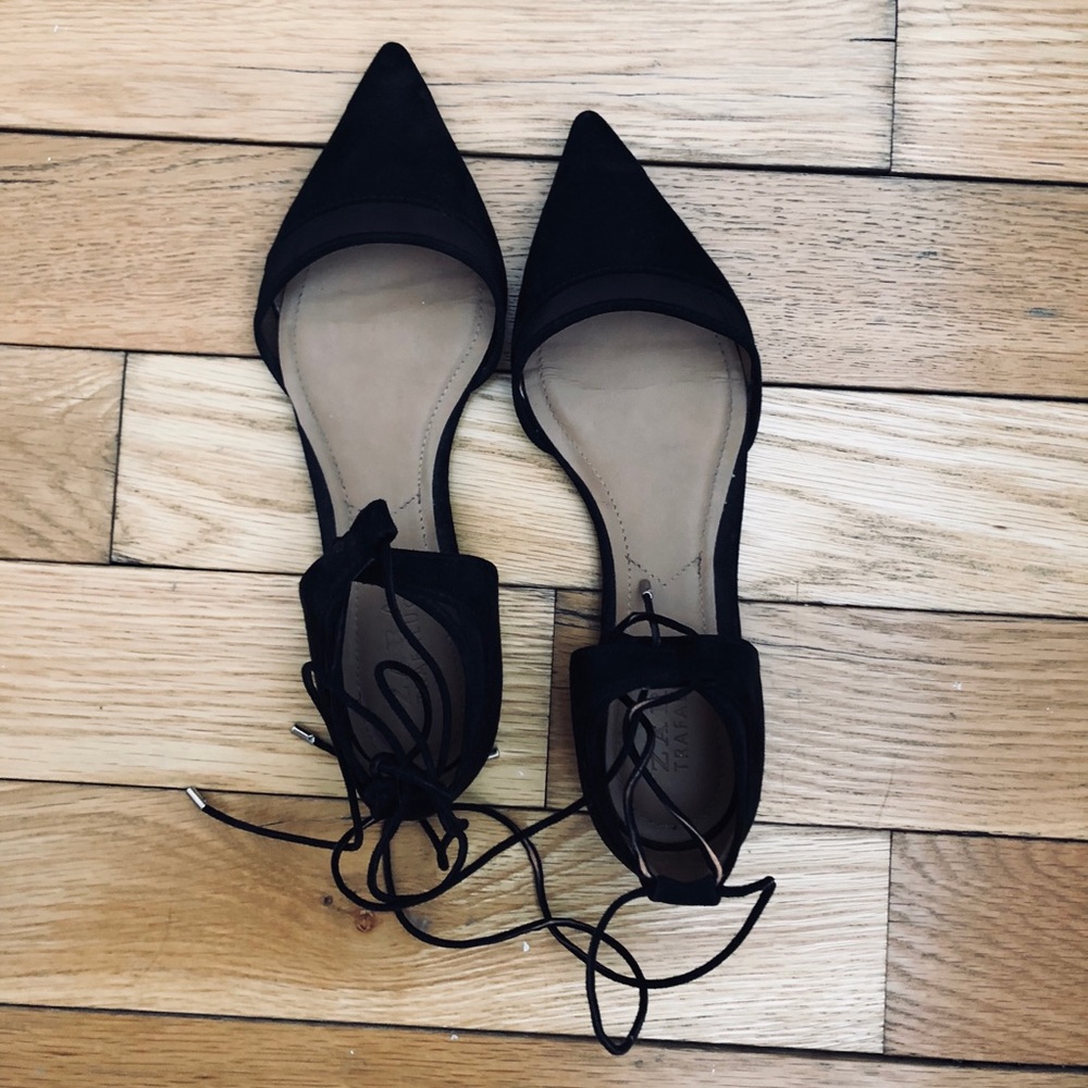 Zara pointed black flats